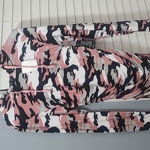 Pink Camo Medium Dress With Hoodie. Nwt